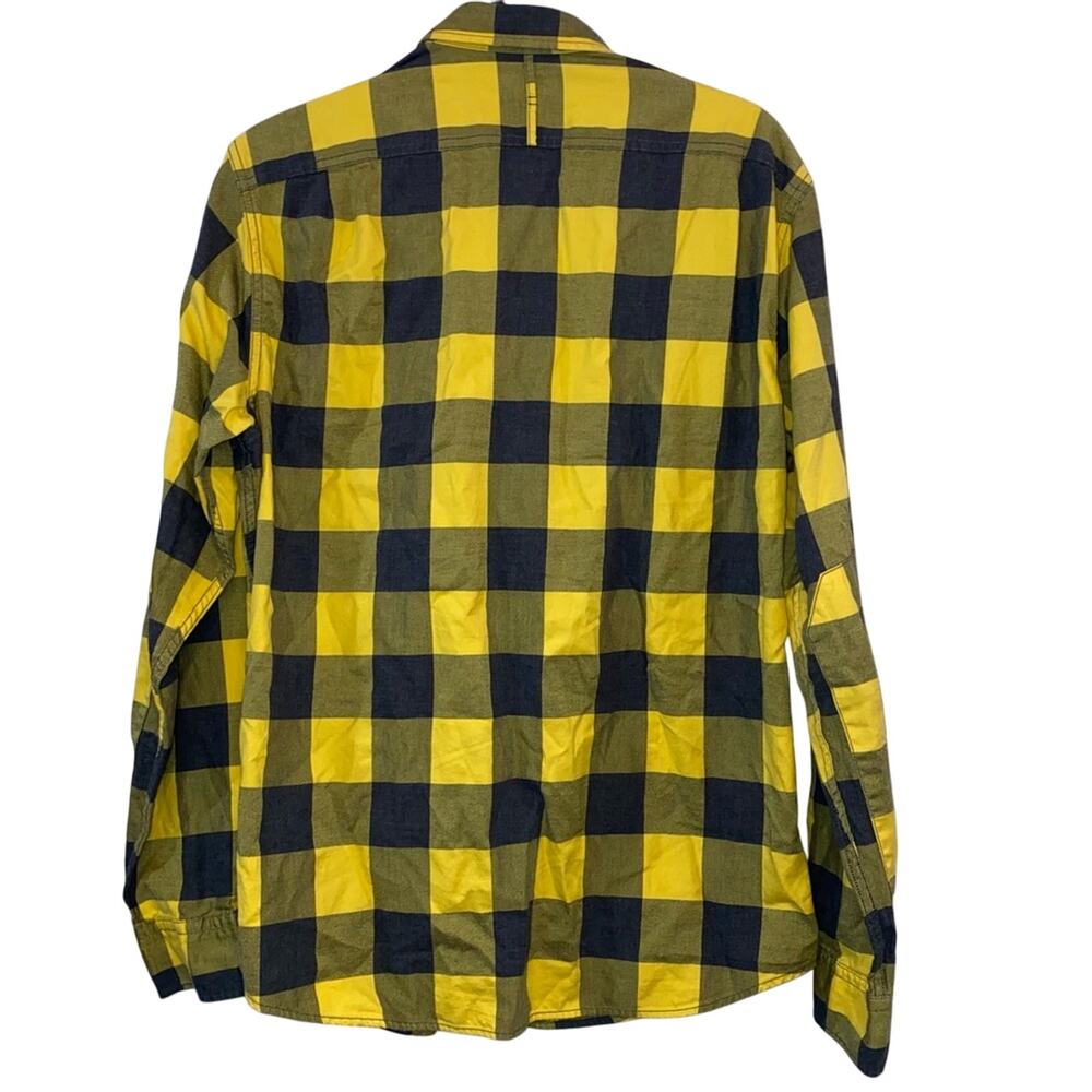 Banana Republic Slim Fit Plaid Button Up Shirt Men's Medium Yellow Black Cotton - Picture 3 of 5